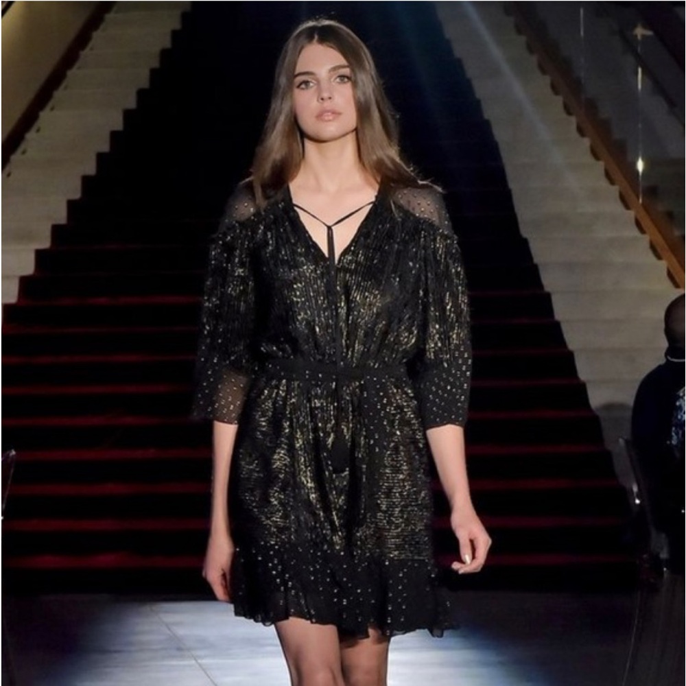 🆕#205-NWT Rachel Zoe Womens Metallic Textured Surplice Dress, SIZE 2